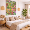 Hotelkamer-in-Ibiza-met-kunstwerk Let Love Rule