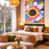 Luxe-hotelkamer-met-zonnebloemkunst Summer of 2025