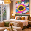Luxe-hotelkamer-met-zonnebloemkunstwerk Summer of 2025