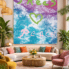 Boheemse-lobby-met-kleurrijk-kunstwerk Trees love Peace