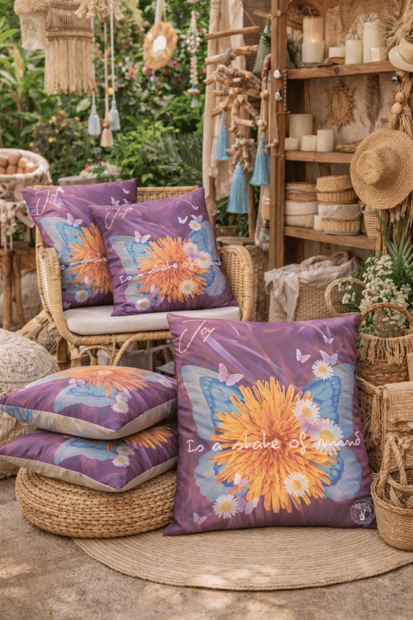Bohemian-tuinwinkel-met-kleurrijke-kussens Joy is a state of Mind