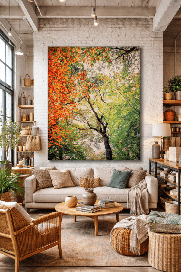 Herfstwandkleed-in-industriele-woonwinkel Indian Summer
